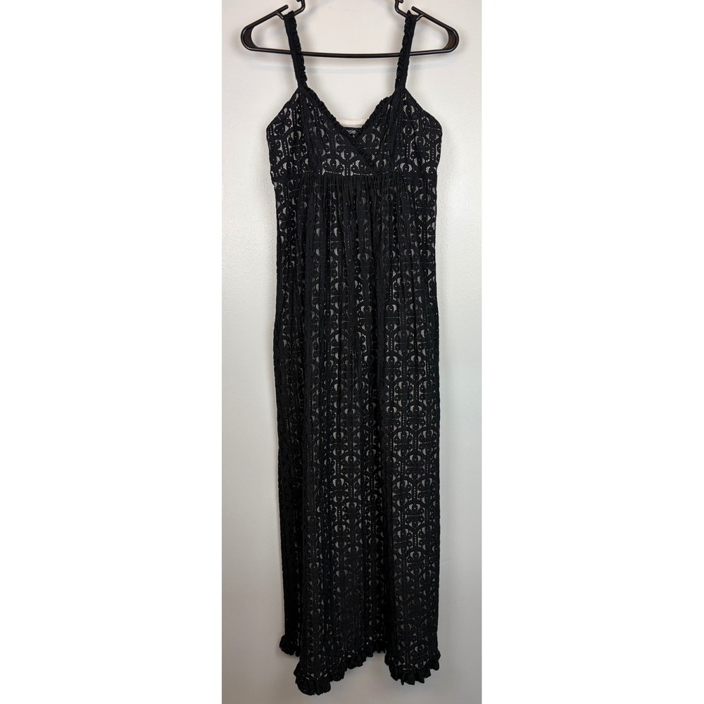 Kensie Black Floral Lace Maxi Dress Small Y2K Babydoll Whimsigoth Fairy Boho